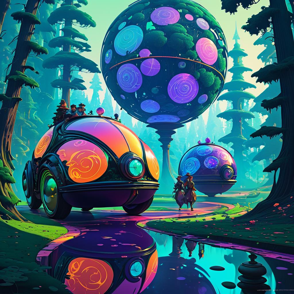 Faded Cyberpunk Youth in Ornate Spheres