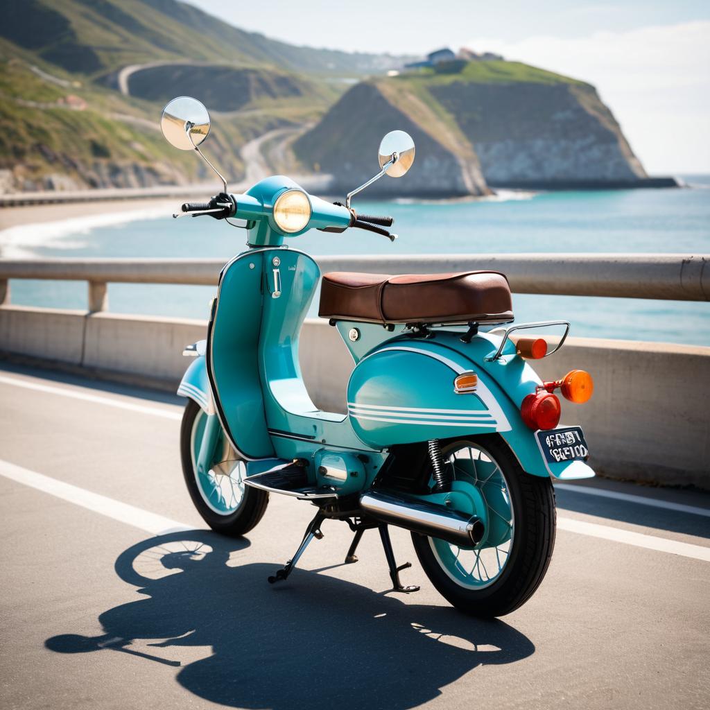 Restored Classic Moped on Coastal Highway