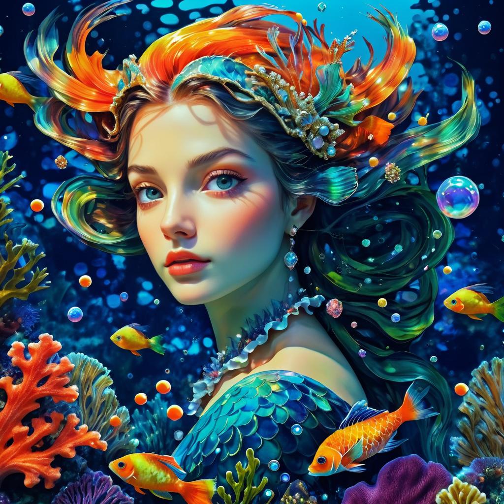 Surreal Baroque Mermaid Portrait Painting