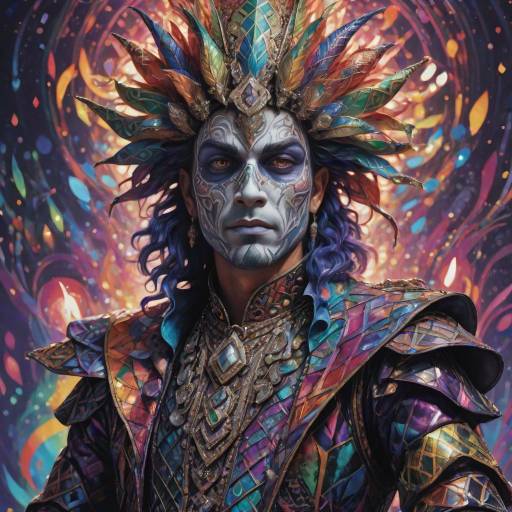 Flamboyant Jester in Colorful Patterns