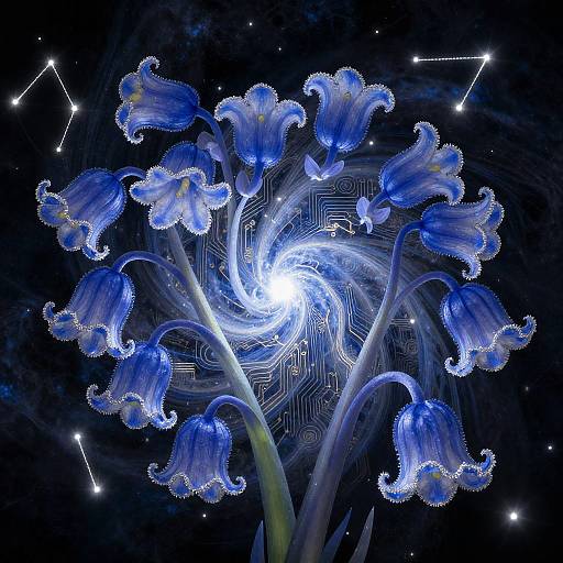 Celestial Bluebells Orbiting a Neural Core