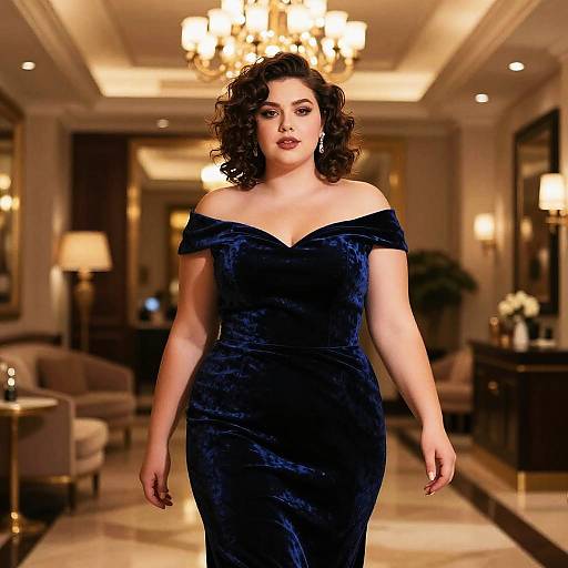 Plus Size Woman in Elegant Velvet Dress