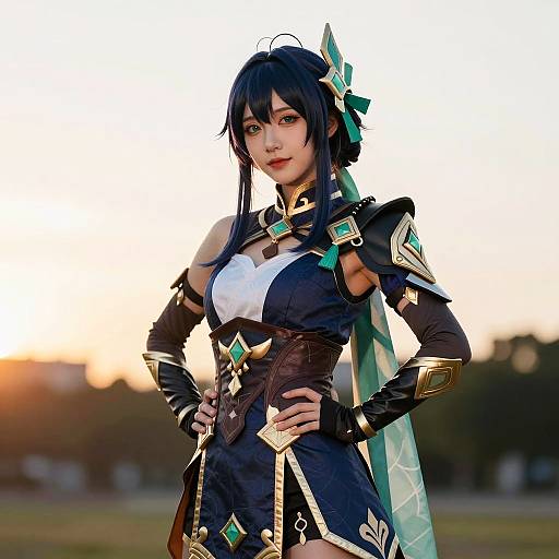 Woman in Detailed Mabui Cosplay Costume