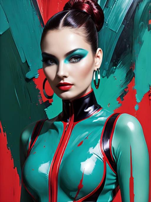 Futuristic Cyberpunk Woman in Neon Suit