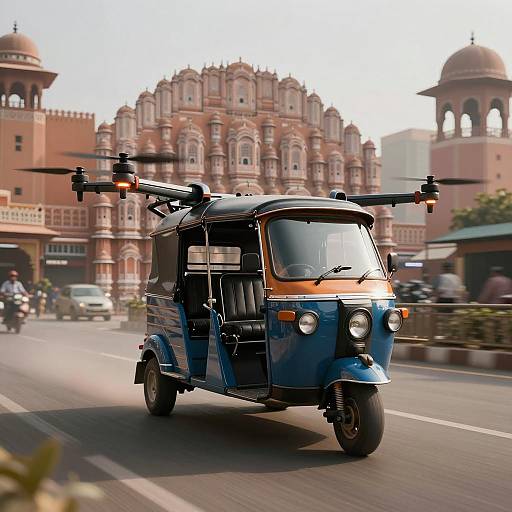Futuristic Sports Tuktuk in Cyberpunk Jaipur