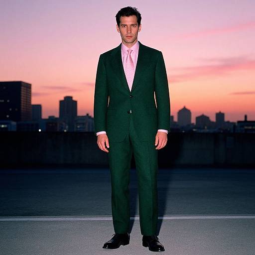 Confident Man in Stylish Green Suit