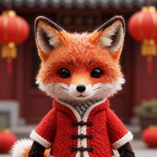 Wool Fox in Chinese Jacket