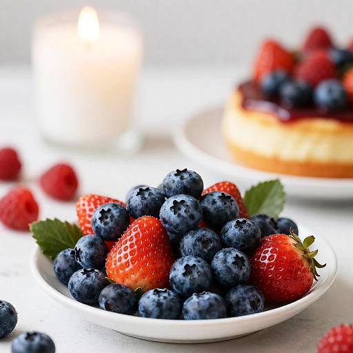 Fresh Blueberries and Strawberries on Plate