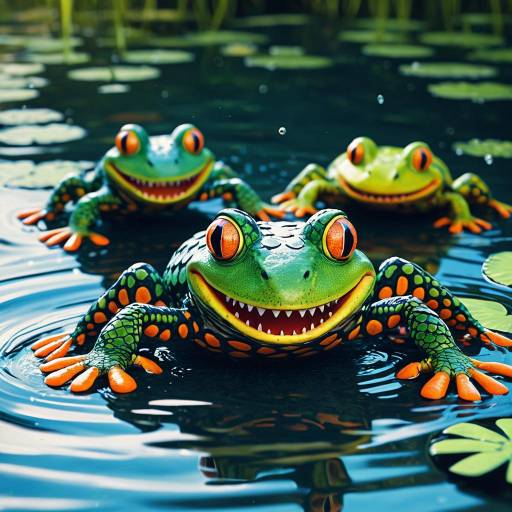 Friendly Vibrant Amphibians in Murky Water Friendly Vibrant Amphibians in Murky Water