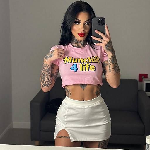 Tattooed Woman Mirror Selfie