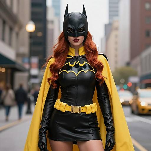 Female Batgirl Cosplay in Urban Setting