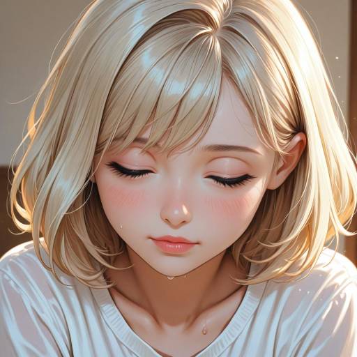 Blushing Girl with Short Blonde Hair