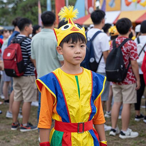 Boy in Colorful Festival Costume