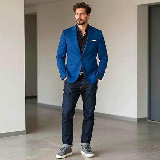 Stylish Man in Blue Suit Portrait