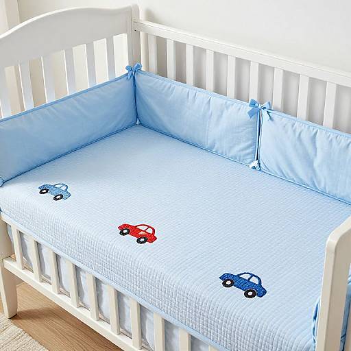 Blue Car-Themed Baby Crib Bedding Set