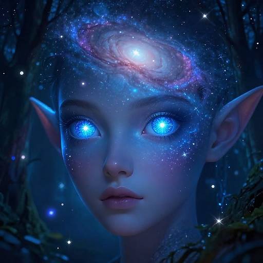 Astral Elf with Cosmic Glowing Eyes