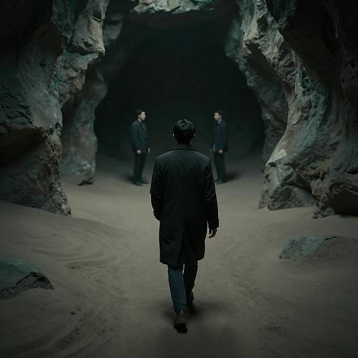 Mysterious Encounter in a Dimly Lit Room