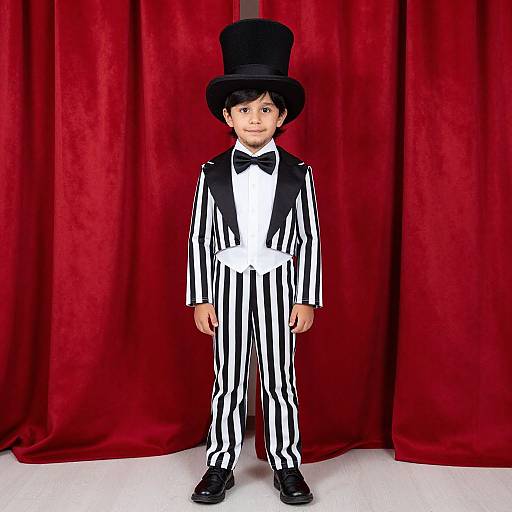 Young Ringmaster in Striped Costume