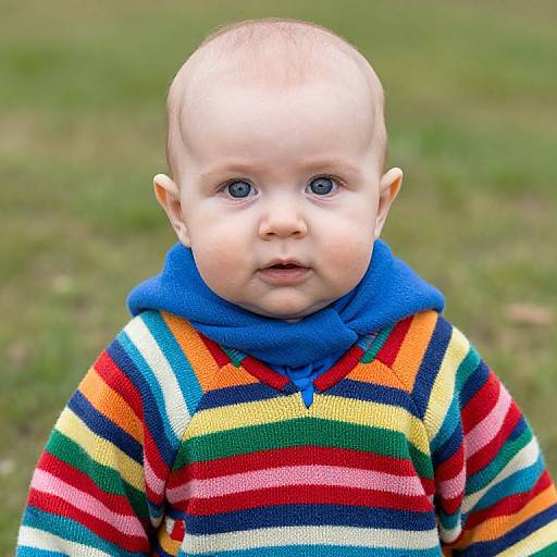 Baby in Colorful Striped Poncho