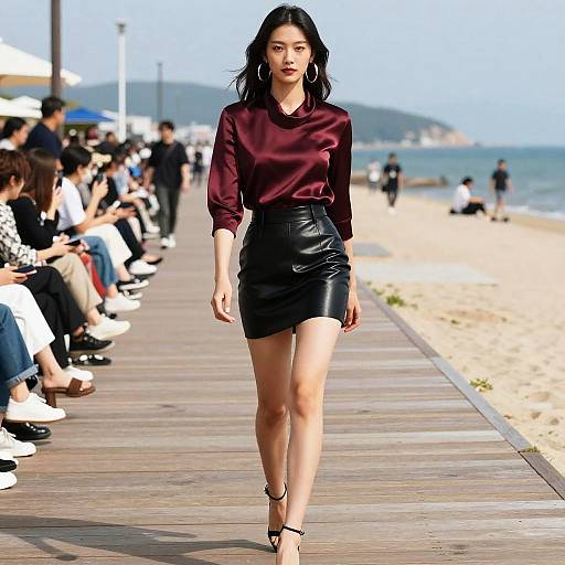 Chic Woman at Coastal Fashion Show