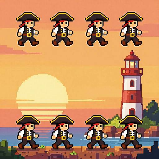 Pixel Art Pirate Captain Walk Cycle