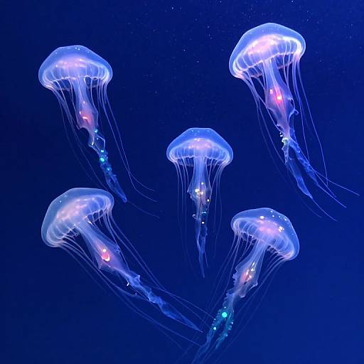 Ethereal Bioluminescent Jellyfish Dance
