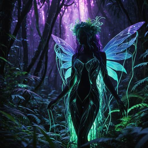 Bioluminescent Forest Nymph in Mystical Jungle
