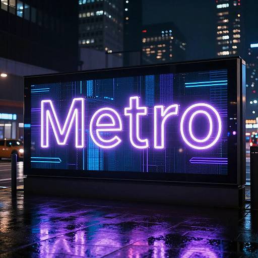 Cyberpunk Metro Font Neon Billboard