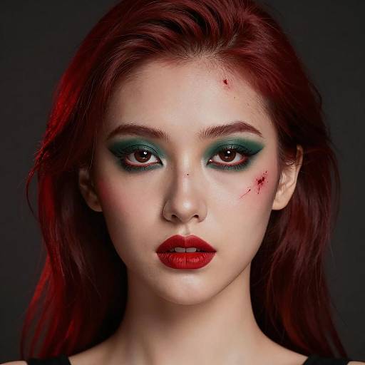 Enchanting Woman with Striking Red Accents