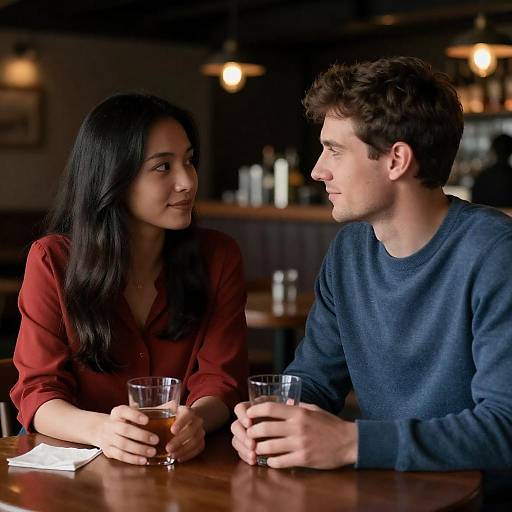 Intimate Moment in a Dimly Lit Bar