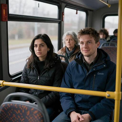 Passengers on Urban Bus Ride