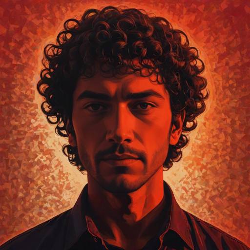 Vector Portrait of Man with Curly Hair