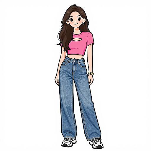 Smiling Urban Woman in Pink Top