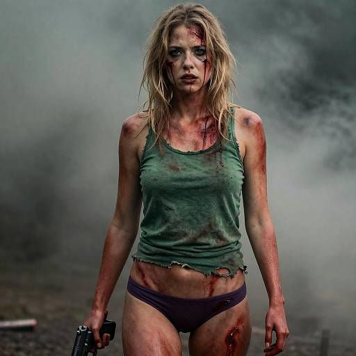 Bloody Blonde Survivor in Smoke