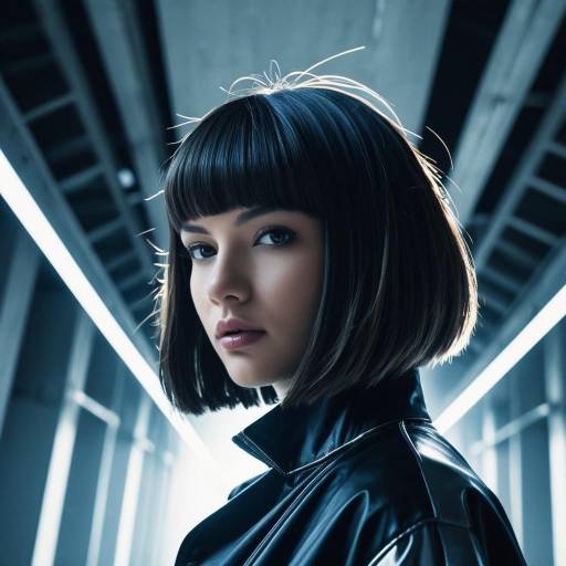 Fashion Model with Asymmetrical Bob Hairstyle