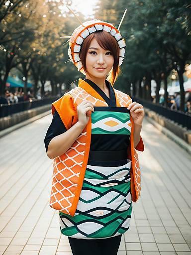 Photorealistic Sushi Roll Cosplay Portrait