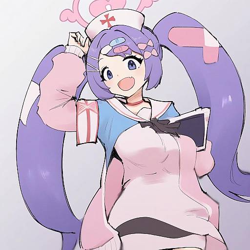 Illustration of Hanae (blue archive), blue archive in the style of Valtor