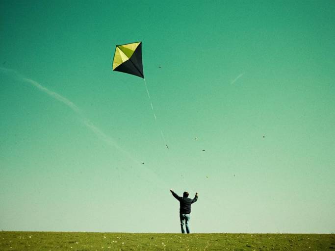 Serene Kite Flying on Earthy Green