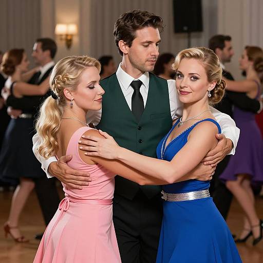 Dynamic Dance Scene in a Crowded Ballroom