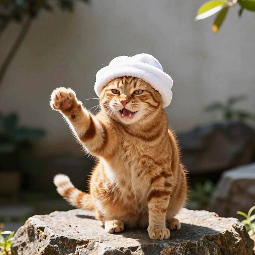 Playful Orange Tabby Cat in Towel