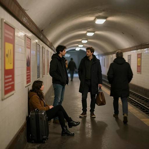 Mysterious Subway Scene with Figures