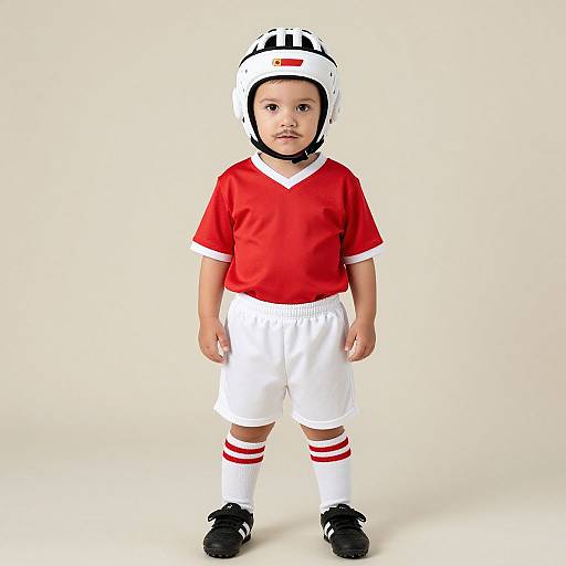 Infant in Football Costume with Mustache