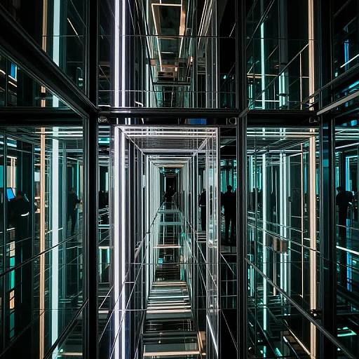 Infinite Cyberpunk 3D Mirror Corridor