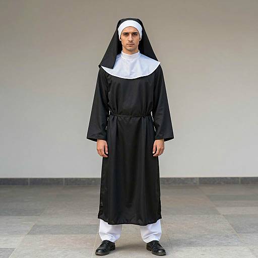 Man in Minimalist Nun Halloween Costume
