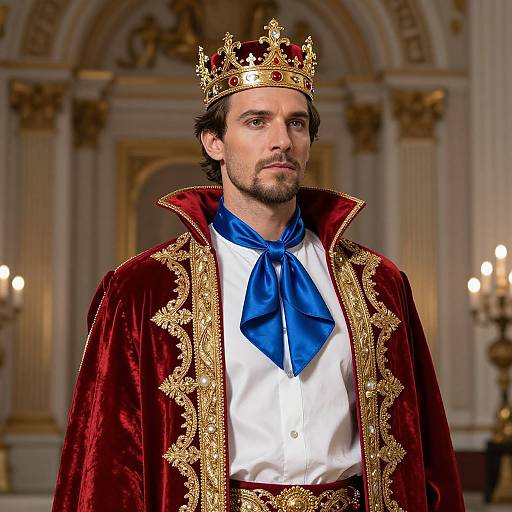 Regal Male Figure in Ornate Costume