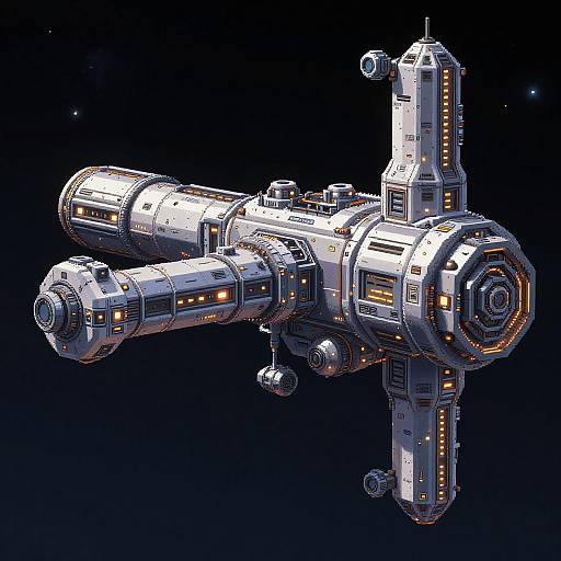Futuristic Pixel Art Space Station