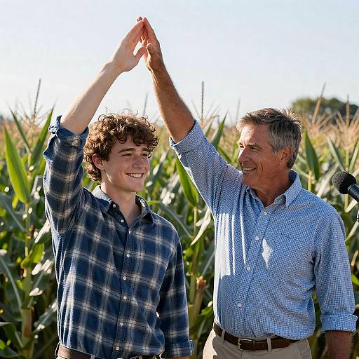 Joyful Moment in a Cornfield