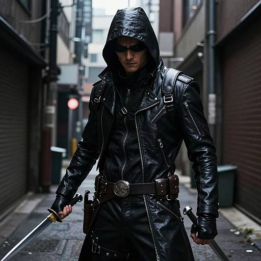 Stealthy Anime Assassin in Alley