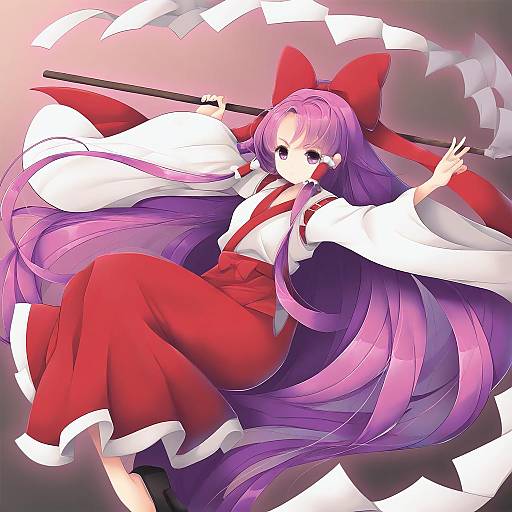 Illustration of Hakurei reimu (pc-98), touhou in the style of Koflif