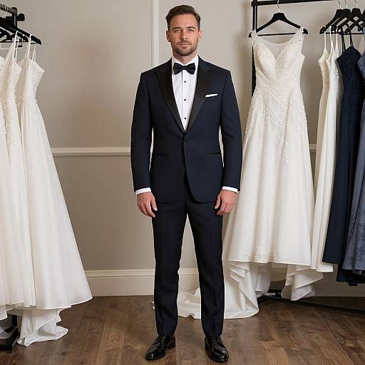 Groom in Tuxedo Indoors